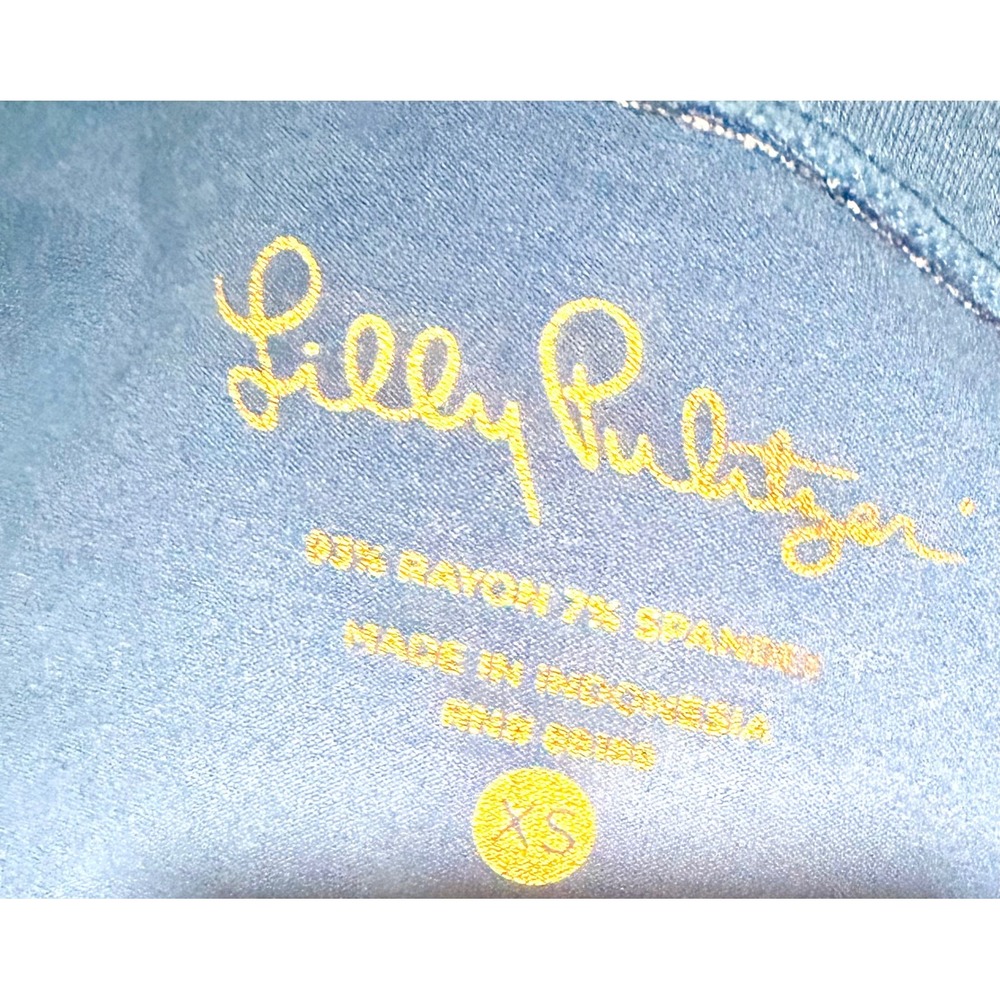 Lilly Pulitzer Marlowe Boatneck T-Shirt Dress Blue Gold Button XS 20141 - Picture 4 of 6